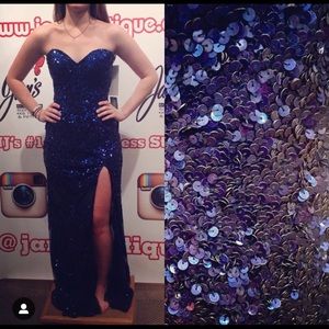 Navy Sequin Prom Dress